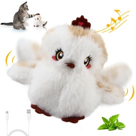 Gigwi Interactive Cat Toys for Indoor Cats, Flapping and Chirping Catnip Toys for Cat Exercise, Automatic Cat Toy with Beating Wings & Real Feather Tail, Rechargeable Cat Kicker Toy Princess