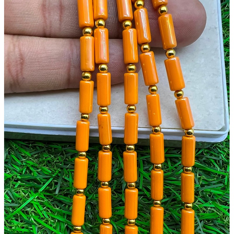 1 Strand Orange Italian Coral 18 Pieces Approx Beads Size