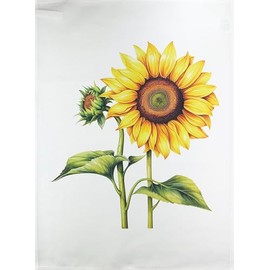 Half a Donkey Sunflower Heads large cotton tea towel