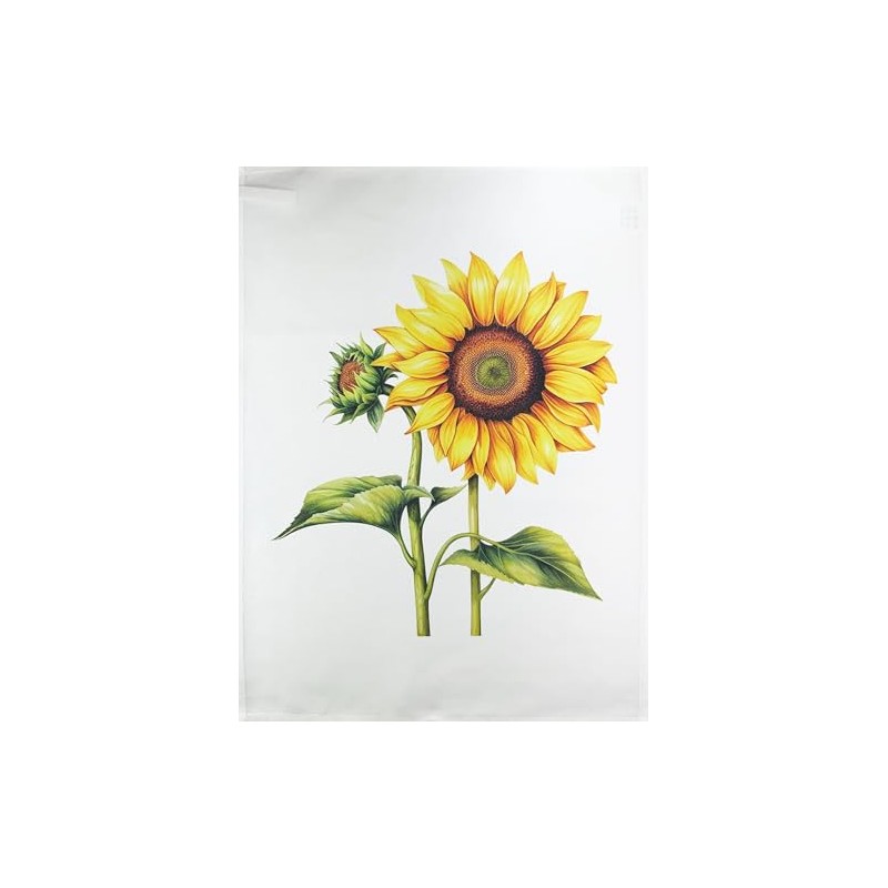 Half a Donkey Sunflower Heads large cotton tea towel