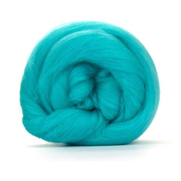 Turquoise merino wool roving/tops - 50gm. Great for wet felting/needle felting, and hand spinning projects.