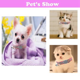 Hot Pink Bell Collar for Small Dogs, Puppy Collar Girl, Breakaway Kitten Bell Collar Safety Buckle Soft Nylon Adjustable for XXS Xs Small Pet Cat Dogs Animal Litter Tiny,Neck 7.5-12.6 inch