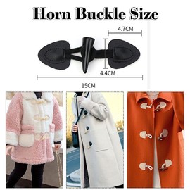 Xinlon 4 Pairs Toggle Buttons with Clasp, Leather Toggle Buttons Vintage Buttons for Jackets Coat for DIY Crafts Clothing Sewing Decoration Craft Accessories (Black)