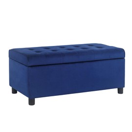 Joveco Storage Ottoman Bench Velvet Rectangular Tufted Ottoman with Plastic Legs, Footrest Stool Coffee Table for Living Room Bedroom, Blue