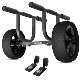 GanFindX Heavy Duty Kayak Cart | Adjustable Foldable Trolley with Durable Wheels, Portable Kayak Transport Cart, Tie-Down Straps Included (Heavy-Duty 11 inches Edition)