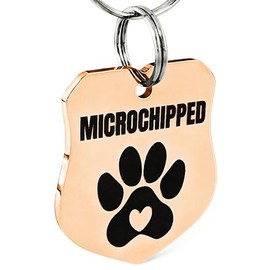 Universal Pet Tag Microchipped Pet Notation Fits All Collar Types Tag Chip Tag for Pets Dog Collar Gift Chip ID (Badge_Rosegold)
