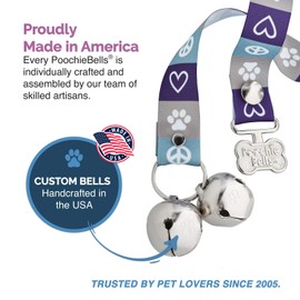 PoochieBells Handcrafted Dog Doorbell for Potty Training – Easy & Quick, Doggie-Safe USA-Made Dog Door Bell with Perfect Sound, Dog Trainer-Recommended for Over 20 Years, Peace Love Dog