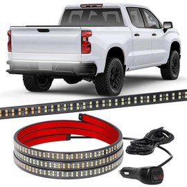 XRIDONSEN 48 inch Tailgate White Strobe Lights Strip Rear Window Lights 288 LED Tail Emergency Lights Flashing Warning Hazard Back Safety Light for Tow/Plow Trucks Construction Vehicles Pickup Trailer