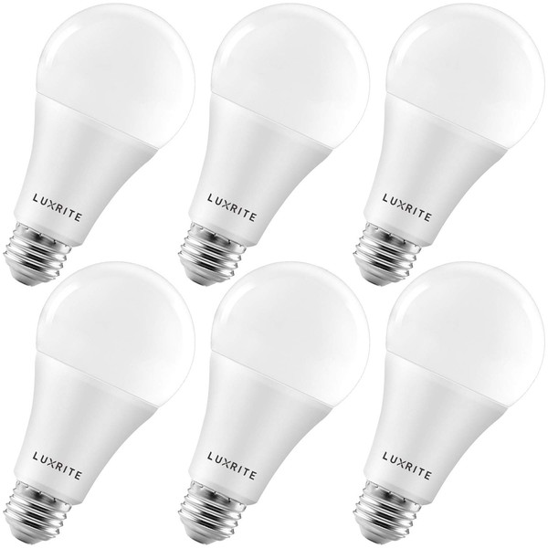 LUXRITE A21 LED Bulbs 150 Watt Equivalent, 2550 Lumens, 2700K Warm White, Dimmable Standard LED Bulb 22W, Energy Star, E26 Medium Base - Indoor and Outdoor (6 Pack)