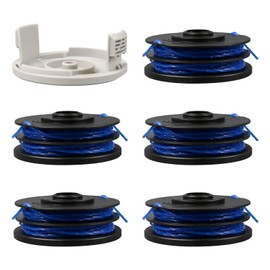 String Trimmer Replacement Spool for Ryobi RAC123 5132002671, Spool and Line Compatible with Ryobi RLT4027, RLT4125, RLT5027, RLT6030, RLT5127, RLT6130 (5 spools + 1 cover)