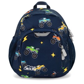 JAN & JUL Water Resistant Lightweight Backpack for Boys, Small Schoolbag for Toddlers (Big Trucks, One Size)