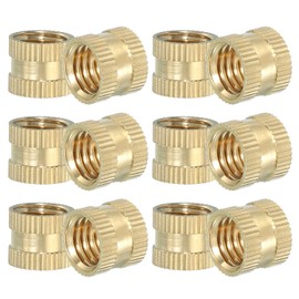 PATIKIL 12 Pcs Threaded Inserts Heat Set, M10x10x12mm Female Brass Metric Knurled Insert Set Embedment Nut for Plastic 3D Printing Components