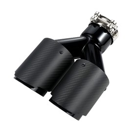 A-KARCK Carbon Fiber Exhaust Tip 3" Inlet to Dual 3.5" Outlet, High Temperature Resistance 9.8" Long Stainless Steel Tailpipe tip (Black Shell)
