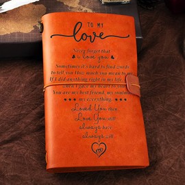 NNYTTK Romantic to My Love Leather Journal Notebook for Men Women- Engraved Vintage Leather Travel Journal Embossed Writing Journal Gift for Christmas Anniversary Wedding