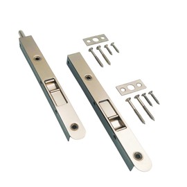 QCAA Flush Bolt, 7", Solid Brass Face Plate, Brushed Satin Nickel, 2 Pack, Made in Taiwan