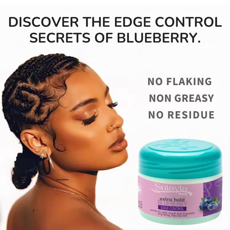 Sulayla Beauty Blueberry Edge Control Extra Hold, 150 grams, for