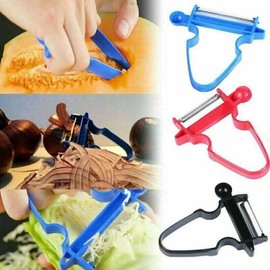 Set of 3 Magic Steal Stainless Trio Peeler Slicer, Multifunction Magic Trio Peeler Shredder Vegetable Fruit Potato Cutter Kitchen Tool, Vegetable Shredder with Non-Slip Handles (Red +Blue +Black)
