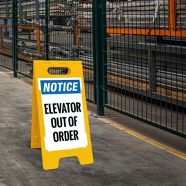 Notice Elevator Out of Order Sidewalk Sign Kit, 10x16 Inches, with A Frame Stand, Made in USA