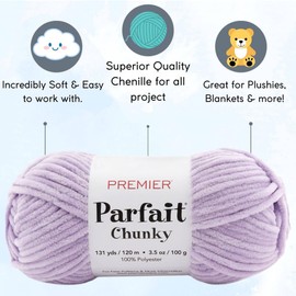 Premier Yarns Parfait Chunky Lilac 1150-04 (3-Skeins - Same Dye Lot) Weight S Bulky #6 Polyester Yarn for Crocheting and Knitting with Project Bag