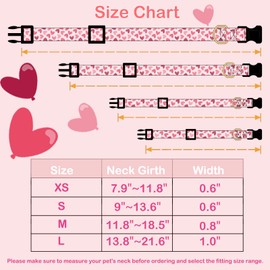 Faygarsle Valentine's Day Dog Collar Cute Loving Heart Printed Collar for Dogs for Small Medium Large Dogs Pink Cotton Collar for Girl and Boy Dogs L