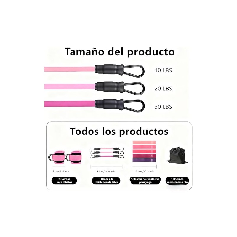 Ligas de Resistencia para Ejercicio, 11Pcs Juego de Bandas de
