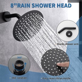 Shower Faucet Set Bathroom 8 Inch Rainfall Shower Head and Handle Set Stainless Steel Single Function Shower Trim Kit with Rough-in Valve