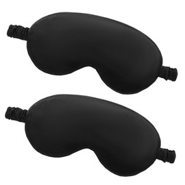 Silk Sleep Mask, 2PCS Adjustable Eye Mask for Sleeping, Sleeping Blindfold for Travel and Nap for Girls, Boys, Women, Men (Black)