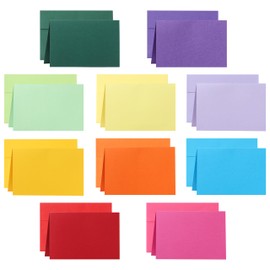 Guakicae 10 Assorted Colors Cards and Envelopes 4 x 6 Blank Heavyweight Folded Cardstock and Printable A4 Envelopes Self Seal 20 packs for Invitations, Wedding, Thank You Cards, Baby Shower