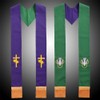BLESSUME Church Pastor Reversible Stole with Tassels (Purple & Green)