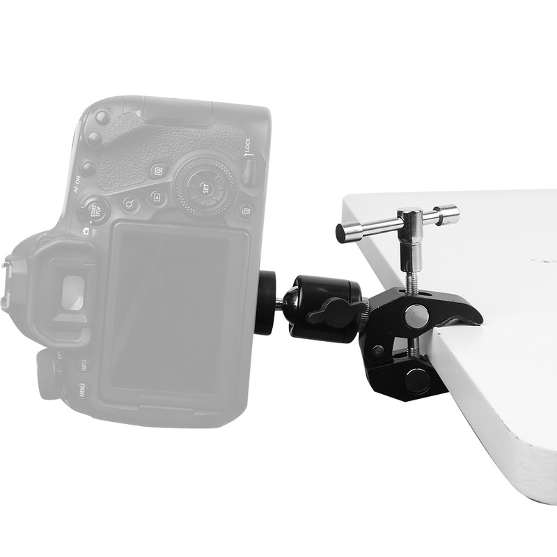 Metal Adjustable Video Camera Large Super Clamp Ballhead Hot Shoe