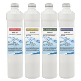 Quick Change Replacement Filters Set with Membrane Compatible with Watts Premier RO-Pure Push Button Replacement Water Filter Kit - Pack of 4