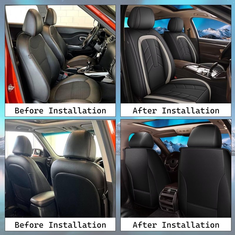 IKABEVEM 2PCS Front Leather Car Seat Covers Fit for Subaru