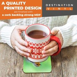 Great Coasters (Set of 2) Square/Glossy Quality Coasters/Tabletop Protection for Any Table Type - Garden Robin Bird Birds Christmas #15509