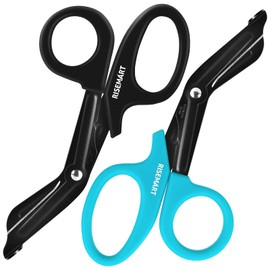 Trauma Shears - RISEMART Medical Scissors Bandage Scissors for Nurses, 7.5" Fluoride Coated Non-stick Blades Stainless Steel Nursing scissors for Doctor, Nurses, Nursing Students, EMS Black+Blue