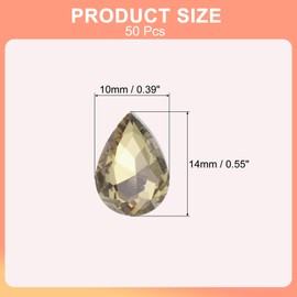 sourcing map 50Pcs 10 x 14 mm Teardrop Rhinestones Acrylic Pointed Back Rhinestone Beads Gems for Jewelry Making Costume Crystal Embellishments Crafts, Light Brown
