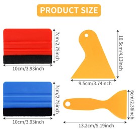 4 Pcs Felt Edge Squeegee Car Wrapping Tool Kits, Car Vinyl Wrap Tool,Car Window Tint Kit, Car Straight Scraper Tool for All Vinyl Wrap,Window Tint,Car Stickers Cutting,DIY Crafting