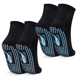 TENQUAN Yoga Socks, 2/4 Pairs Stopper Socks for Men and Women, Non-Slip Grip Socks for Yoga, Pilates, Hospital, Barre or Home Sports and Exercise (Unisex 35-46), 2 Black (Quarter)