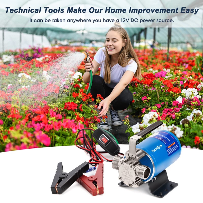 12V Portable Electric Utility Water Transfer Pump, with ON/OFF Switch