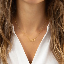 HANLI 14K Gold Plated Infinity Necklace for Women - Elegant Gold Jewelry for Women