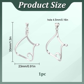 PLIGREAT 925 Sterling Silver Pendant Blank, Oval Prong Pendant Base for Irregular Shape Gemstones Setting Silver Hollow Claw Charm for DIY Necklace Crafts Jewelry Making