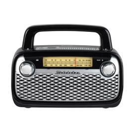 Studebaker SB2006 Bluetooth Speaker with AM/FM Portable Radio Bluetooth Streaming, Rechargeable Battery, and High Power (Black)