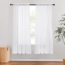 NICETOWN Sheer White Curtains 68 inch Length 2 Panels Set, Rod Pocket Translucent Modern Voile Sheer Airy & Breathable Curtains & Drapes for Bedroom/Living Room, W54 x L68