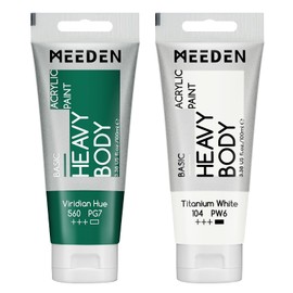 MEEDEN Acrylic Paint Viridian Hue: 100ml Heavy Body Acrylic Paint Tube Bundled with Additional Titanium White Colour for Art Craft Painting