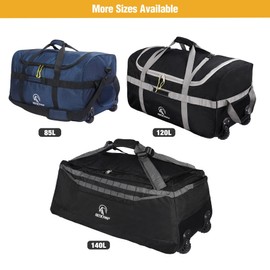 REDCAMP Foldable Duffle Bag with Wheels, 85L 1680D Oxford Large Duffle bags for Travel, Navy