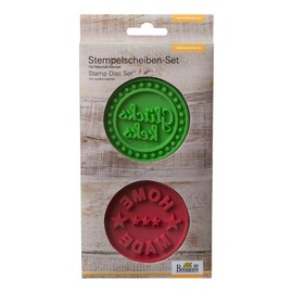 Birkmann 1010730710 Stempel-Set, Glückskeks und Homemade, 2-teilig, Kunststoff, Grau, 5 x 3 x 2 cm, Silikon, grün/dunkelrot, 7 x 7 x 0.5 cm