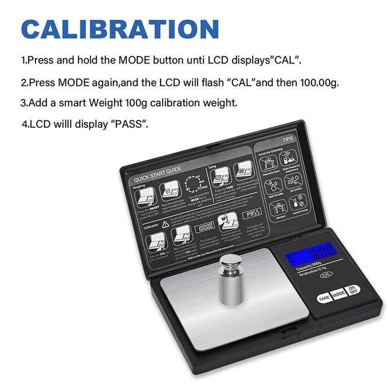 Pocket Scale 0.01g to 500g Portable Digital Kitchen Weighing Scale,