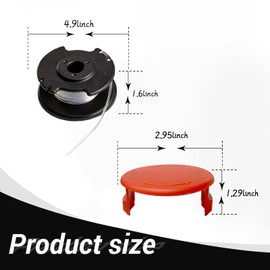 Viilich Pack of 4 replacement thread spools, for Einhell cordless grass trimmer GE-CT 18/28 Li, GE-CT 18/28 Li TC and GE-CT 18/260 Li, for Einhell replacement thread spool TLE-03, spool cover TLE-03-1