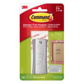 Command 5 lb Universal Picture Hanger, 1 Frame Hanger, 2 Command Strips and 2 Frame Stabilizer Strips for Sawtooth, D-Ring, Wire, Keyhole and Other Frames, Damage-Free Christmas Decorations