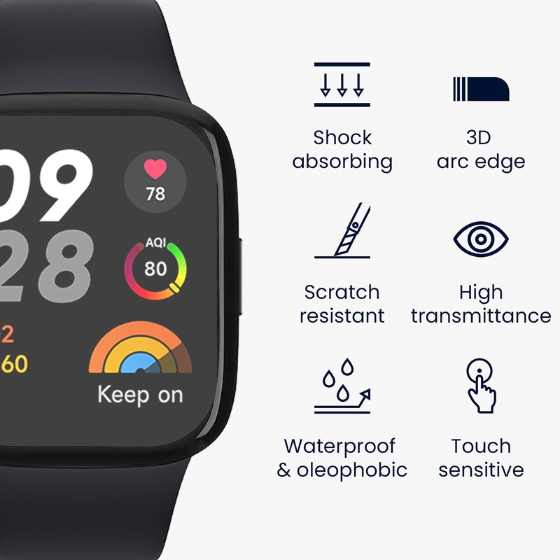 kwmobile Protective Film Compatible with Xiaomi Redmi Watch 3 Screen