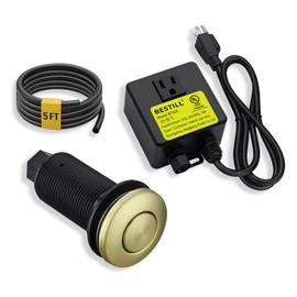 BESTILL Garbage Disposal Air Switch Kit - Professional, UL Listed Brushed Gold 3.6" Long Sink Top On/Off Push Button for Waste Disposer, Brass Made Cover, Compatible with all Garbage Disposals